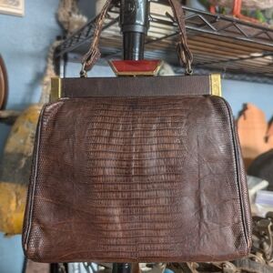 Vintage 1940-early 50's Genuine Alligator Hand Bag With Attached Coin Purse